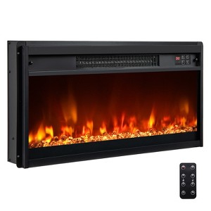 Gymax Recessed Electric Fireplace Insert with 1500W Heating and Remote Control - 1 of 4