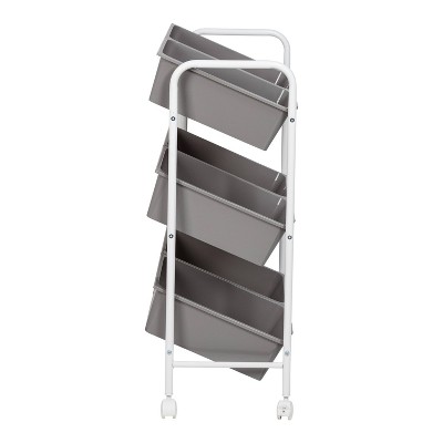 Gray and White 6-Bin Rolling Storage Cart