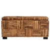 East at Main Marina Abaca Double Bench with Storage Brown: Handwoven, Flip-Top Lid, Coastal Design - 2 of 4