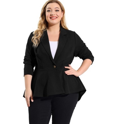 accu Sneeuwstorm 945 Agnes Orinda Women's Plus Size Workwear Formal Peplum Notch Panel Tunic  Blazer Black 2x : Target