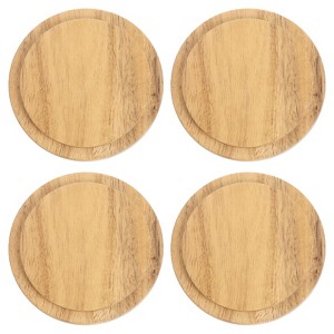 Unique Bargains Smooth Bamboo Wide Mouth Coffee Mug Drink Wooden Cup Lid 4 Pcs - 1 of 4