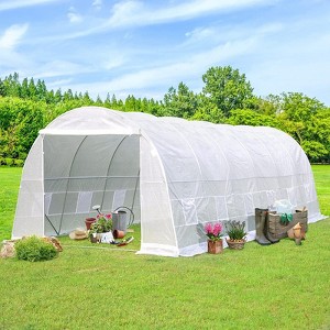 EROMMY Walk-In Greenhouse Tunnel, Large Gardening Plant Hot House Portable Tunnel Tent，white - 1 of 4