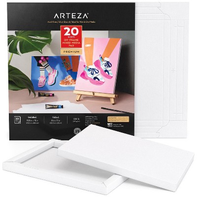 Arteza Mixed Media DIY White Foldable Framing Paper Pad, 13.5"x15", DIY Ready-to-Hang Artwork Kit - 20 Sheets (ARTZ-3876)