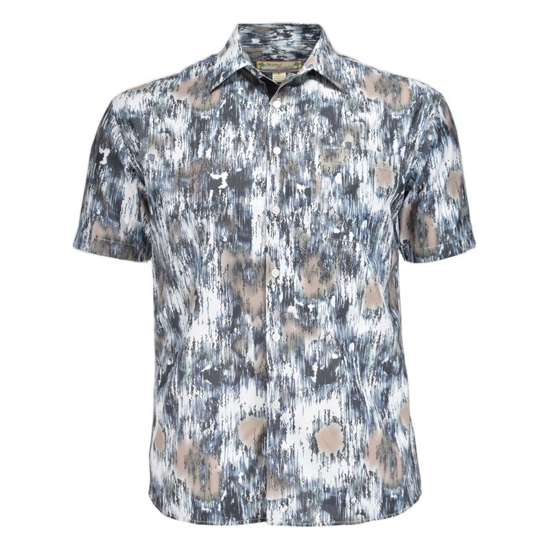 Beyond Paradise Men's Abstract Print Cotton Shirt | Tan, 1 of 4