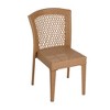 Grungis Stackable Outdoor Dining Chairs Set of 2,PE Wicker Outdoor Stacking Chairs with Diamond-Mesh Back for Patio & Garden,Light Brown - 4 of 4