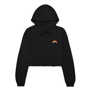 Dalix Rainbow Embroidered Fleece Cropped Hoodie Cold Fall Winter Women - 1 of 4