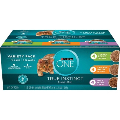 Purina ONE True Instinct Turkey, Chicken & Tuna In Gravy Premium Wet Cat Food Variety Pack - 3oz/12ct