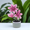 Unique Bargains Artificial Plants 3-Stem Magnolia Plastic 3.94"x3.94"x11.42" 1 Pcs - 2 of 4