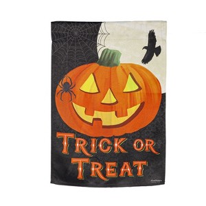 Evergreen Trick or Treat Jack-o-Lantern Garden Suede Flag 12.5 x 18 Inches Indoor Outdoor Decor - 1 of 2