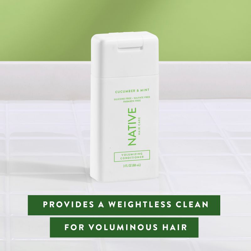 Native Travel Size Vegan Cucumber &#38; Mint Natural Volume Conditioner, Clean, Sulfate, Paraben and Silicone Free - 3 fl oz, 5 of 11