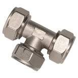 MaxLine M8011 Double O Ring Nickel Plated Tee Compression Fitting System for 3/4 Inch Tubing