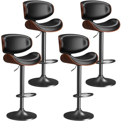 Gikpal Barstools, Adjustable Bentwood Barstools, Modern PU Leather Upholstered Bar Chair with Back and Footrest, for Bar, Dining Room
