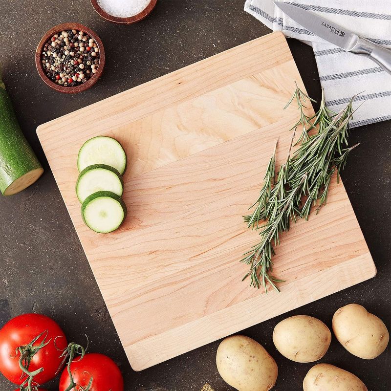John Boos Small Chop-N-Slice Maple Wood Cutting Board for Kitchen, Reversible Edge Grain Square Butcher Boos Block, 6 of 8