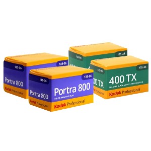 Kodak Professional Portra 800 Color Negative Film (35mm, 36 Exp) - 2 Units with Pro 400TX Tri-X 400 Black & White Negative Film (24 Exp) - 2 Units - 1 of 4