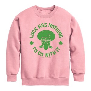Boys' - SpongeBob Squarepants - Squidward Luck Graphic Long Sleeve Fleece Sweatshirt - 1 of 4