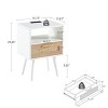 GustoWave 15.75" Farmhouse Nightstand, Rattan End Table Storage Cabinet with Drawer Shelf for Living Room Bedroom - 2 of 4