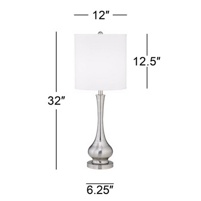 Brushed Nickel Gourd Table Lamp with White Fabric Shade