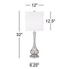 Possini Euro Design Modern Buffet Table Lamp 32" Tall Brushed Nickel Metal Gourd White Fabric Cylinder Shade for Living Room House Dining Entryway - 4 of 4