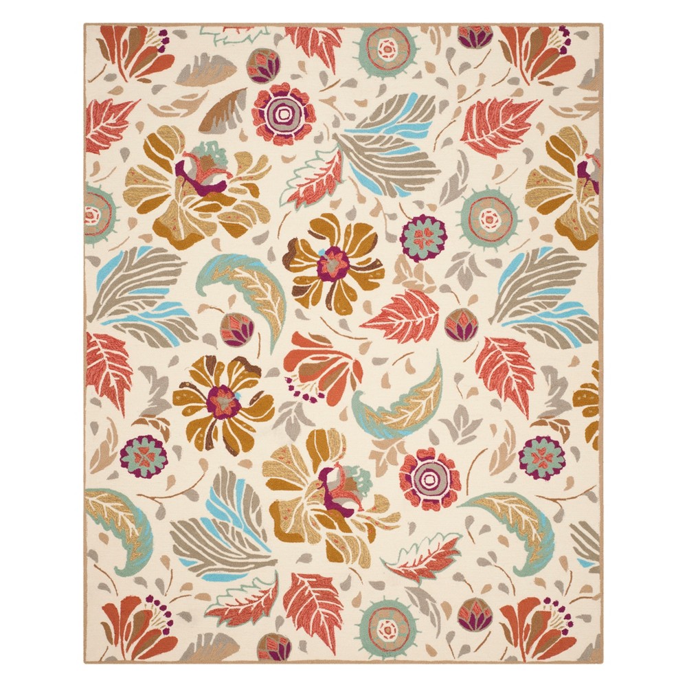 8'x10' Floral Area Rug Ivory/Gray - Safavieh