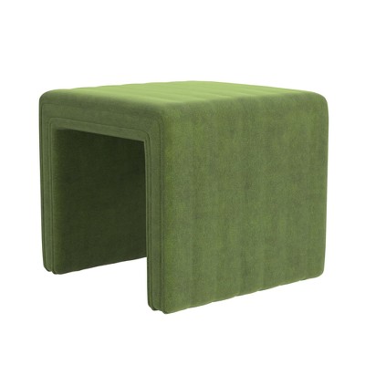 Carmel Faux Leather Tufted Ottoman with Channeling Detail