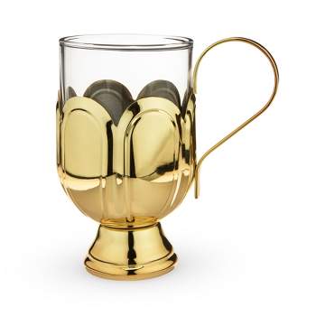 Twine Mulled Wine Glass for Hot Toddies and Cocktails, Clear Glass Mug with Gold Plated Stainless Steel Handle, 12 Oz Set of 1