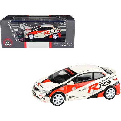 2007 Honda Civic Type R FN2 White "Race Livery" 1/64 Diecast Model Car by Paragon Models