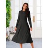 INSPIRE CHIC Women's Long Sleeve Round Neck Casual Stretchy A-Line Midi Dress - 3 of 4