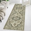 Machine Washable Faux Wool Vintage Floral Printed Area Rug Ultra Thin Low Pile Non Slip Non Shedding Indoor Carpet - 3 of 4