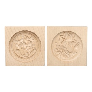 Unique Bargains Wooden 3D Carved Smooth Vintage Baking Cookie Biscuit Mould 2 Pcs - 1 of 4