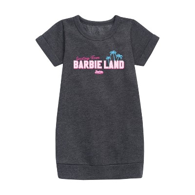 - Barbie - Greetings From Barbie Land Graphic Short Sleeve Fleece Dress