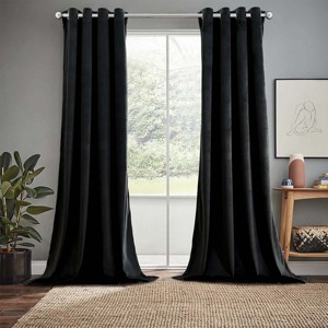 Egyptian Linens Heavyweight Velvet Grommet Curtain Panels (Set of 2) - 1 of 4
