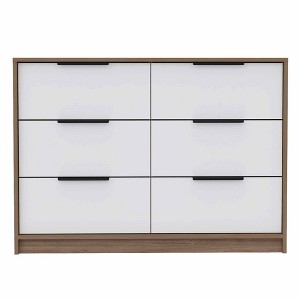 Okak 2-Tone Modern Dresser 42.1" W 6-Drawer Chest with Bottom Cabinets, Full Extension Rails for Smooth Access, Contemporary Bedroom Furniture - 1 of 4