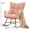 FONTOI Rocking Chairs, Upholstered Glider Rocker with Widen Curved Armrests, Rocking Armchair with High Backrest for Home, Pink, 27.5"*38.5"*36.2" - 2 of 4