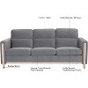 Acekool Modern Upholstered 3-Seater Sofa, Loveseat with Side Pocket, Wood Frame, for Living Room, Bedroom, Office, Gray - 4 of 4