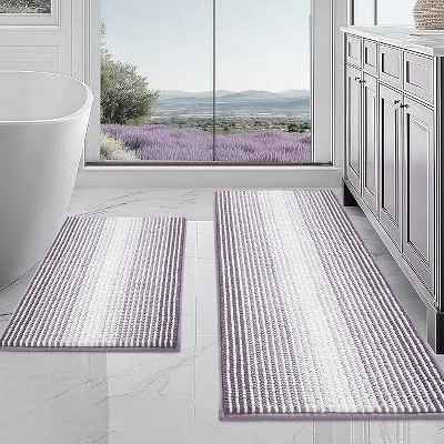 Attop Bathroom Rugs and Mats Sets, 2 Piece Thick Absorbent Chenille Non Slip, Soft Shaggy Floor Mats,