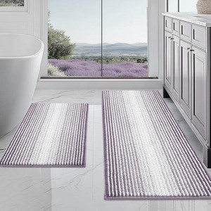 Attop Bathroom Rugs and Mats Sets, 2 Piece Thick Absorbent Chenille Non Slip, Soft Shaggy Floor Mats, - 1 of 4