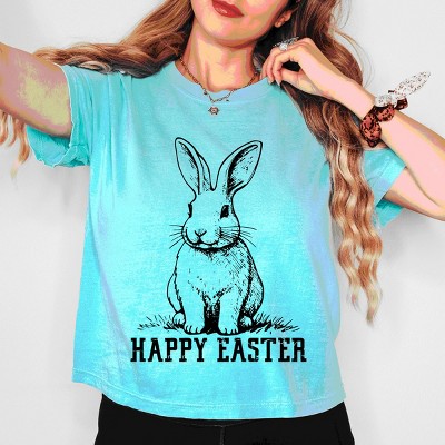 Simply Sage Market Happy Easter Bunny Outline Boxy Crop Top