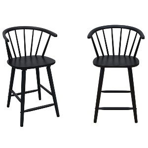 Sapphtopaz Modern Dining Chair Set of 2 Wooden Counter Height Stool Chairs with Spindle Back & Footrest Bistro Chairs for Kitchen, Dining Room - 1 of 4
