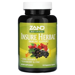 Zand Insure Herbal Immune Support | Vitamin C, Zinc, Echinacea, Elderberry & Herbal Blend w/Elderberry, Ginger & More | Lab Verified | 120 Veg Caps - 1 of 2