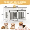 47'' Dog Crate Furniture w/ Barn Door, Heavy Duty Dog Kennel Indoor w/ 2 Doors, Wooden Pet Cage End Table w/ 2 Storage Draws - 2 of 4