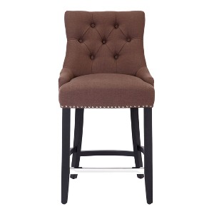 WestinTrends 24" Linen Fabric Tufted Buttons Upholstered Wingback Counter Stool - 1 of 4