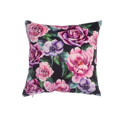 18"x18" Sydney Floral Square Throw Pillow Black - Sure Fit