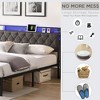 NicBex King Size Bed Frame with Storage Headboard Charging Station and LED Lights Dark Grey - 4 of 4
