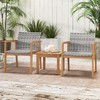 Costway 3 PCS Outdoor Furniture Set, Acacia Wood Frame Sofa Set with Rattan Seat - 4 of 4