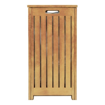Rectangular Light Wood Bamboo Laundry Hamper with Lid