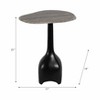 Modern Contemporary Accent Table with Marble Top and Sculpted Stone Aluminum Metal Base - 3 of 4