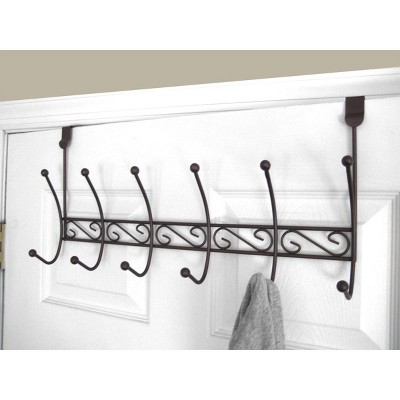 Home Basics Steel Over the Door 6 Hook Hanging Rack, Bronze