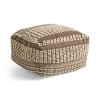Rustic Wool and Cotton Large Pouf, Brown - 2 of 4