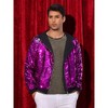 Lars Amadeus Men's Long Sleeves Zip Up Sparkle Metallic Sequins Hoodie Jackets - 2 of 4