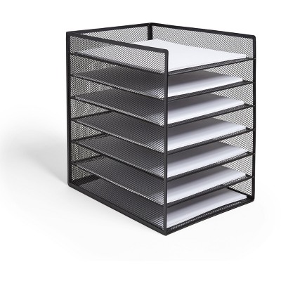 TRU RED 6 Compartment Wire Mesh File Organizer Matte Black TR57565-CC